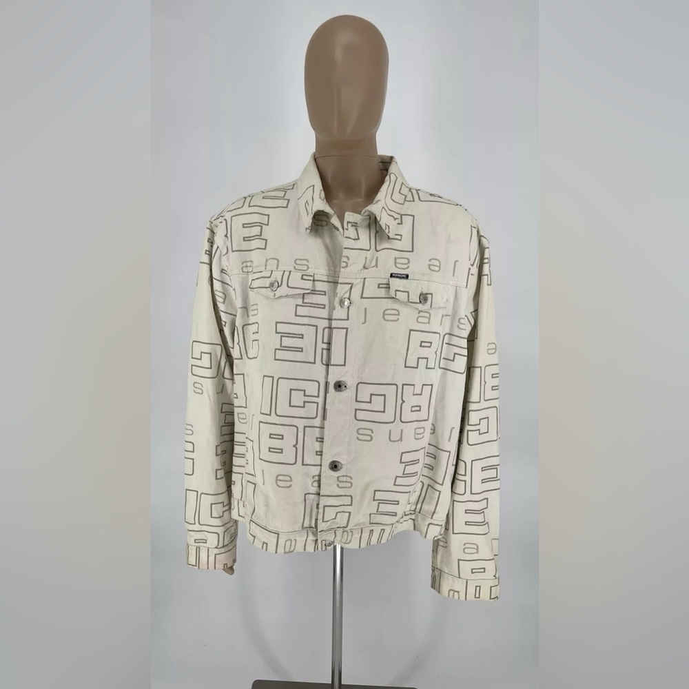 Iceberg Jeans Denim Jacket Off White Made In Italy Stained Men’s Size 56
